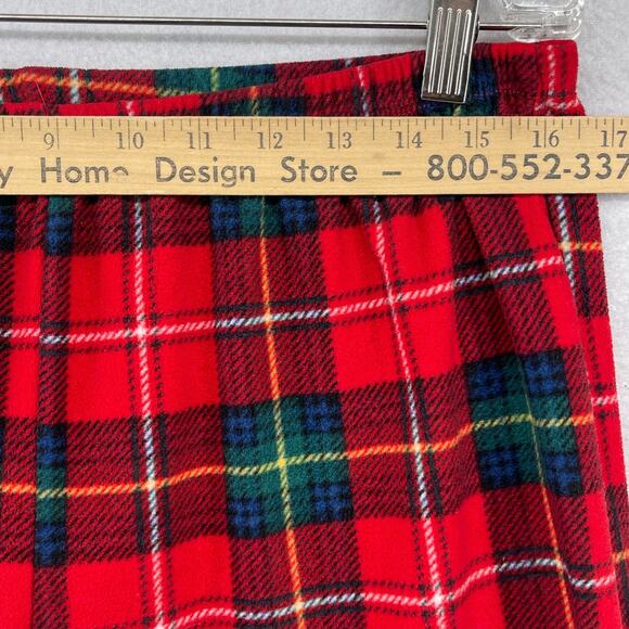 LAUREN RALPH LAUREN Pajamas Womens M Fleece Plaid Tartan Button Up Pants Red - Picture 15 of 16